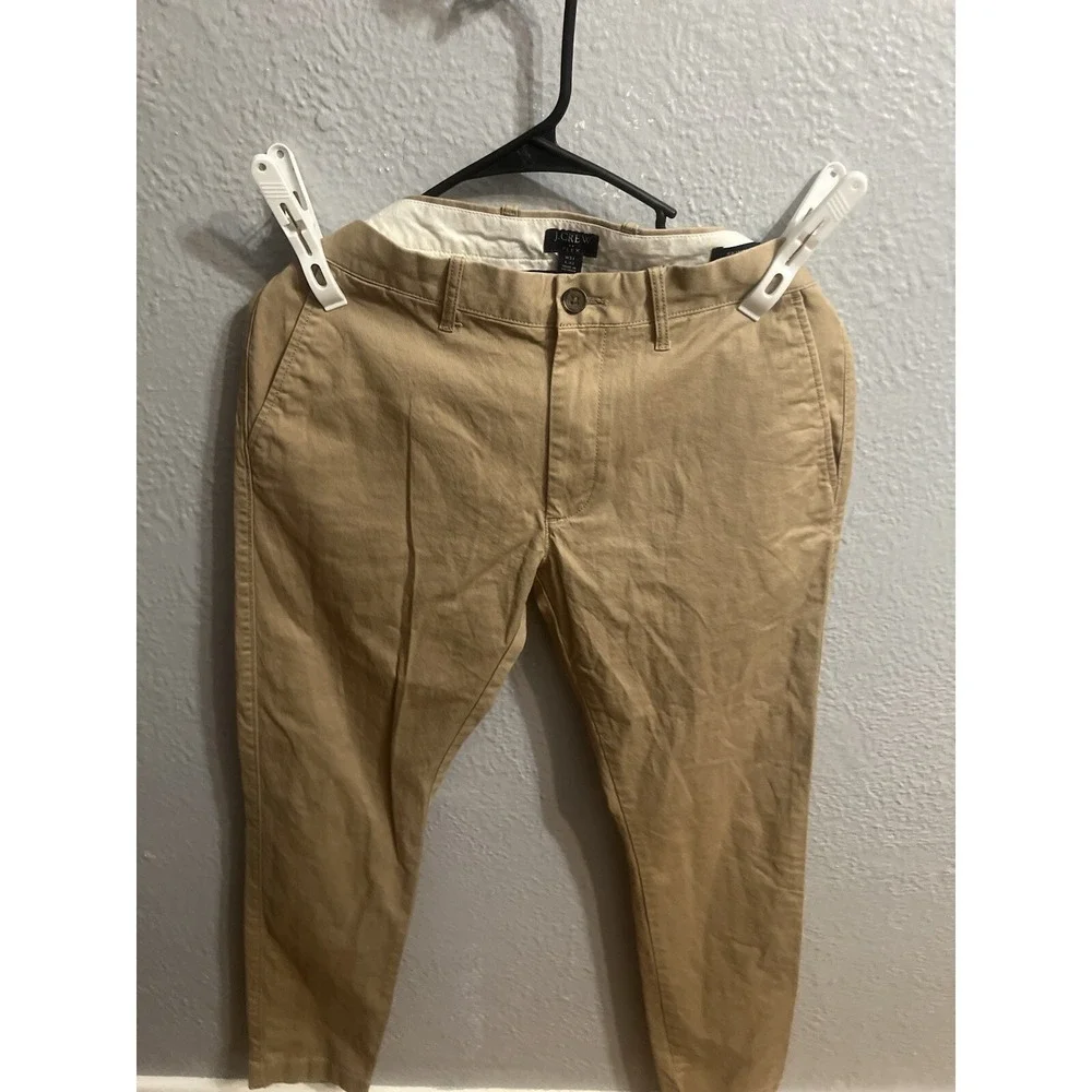 J Crew Flex Mens 31x32 Straight Leg Pants Tan Skinny